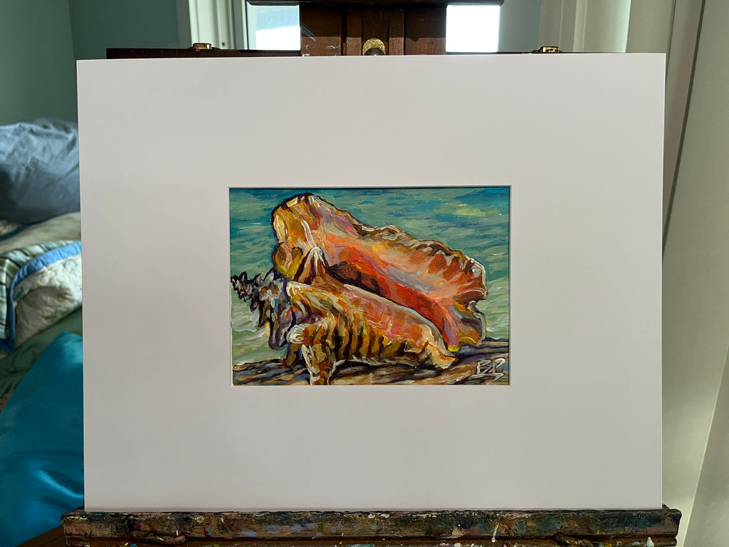 “Out and About” Conch Shell Painting | Acrylic on Canvas 5” x 8”