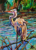 “Morning on the Marsh” Heron Painting | Acrylic on Canvas 9”x12”