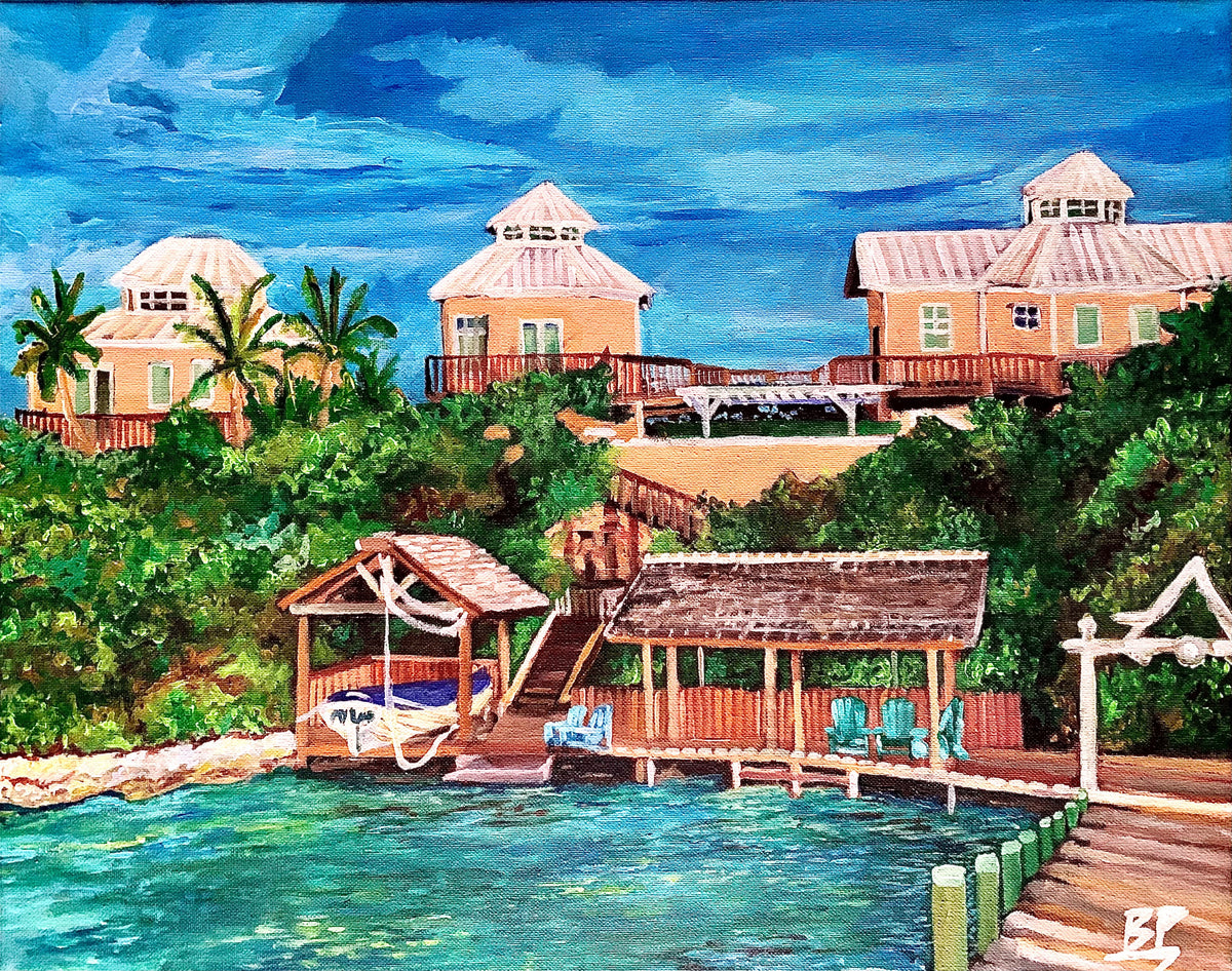 “Panoramic” Bahamian Waterfront Print (size varies)