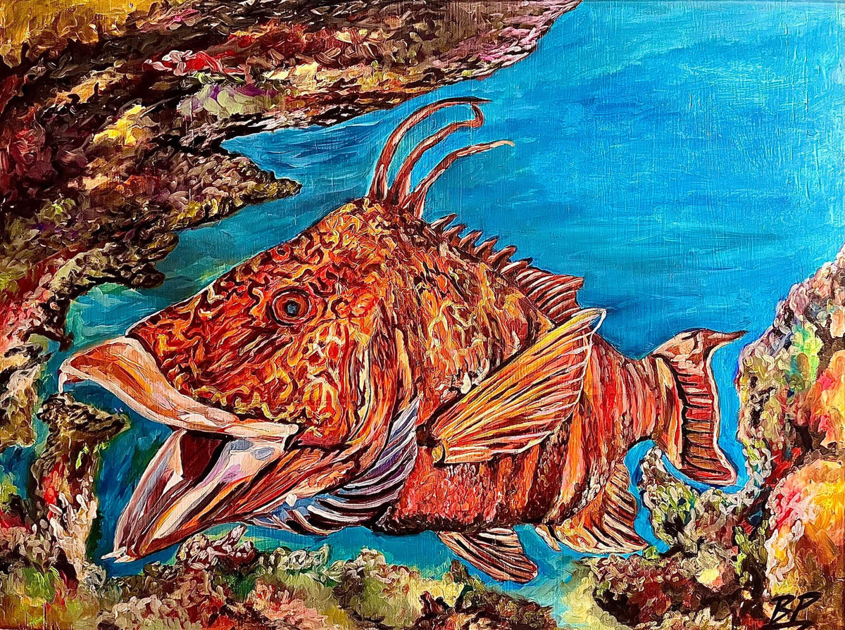 "The Smelly Hog" Hogfish | Acrylic on Plywood 3ft x 27in