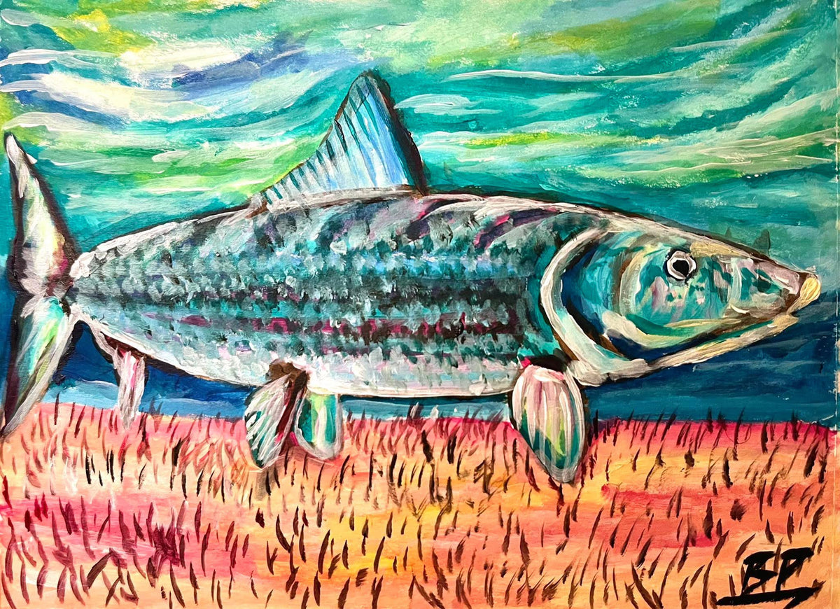 "Says See Me Here" Bonefish Painting | Acrylic on Canvas 11" x 14"